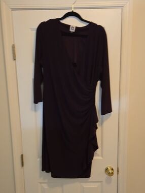 Anne Klein Plum Wrap-Style Midi Dress